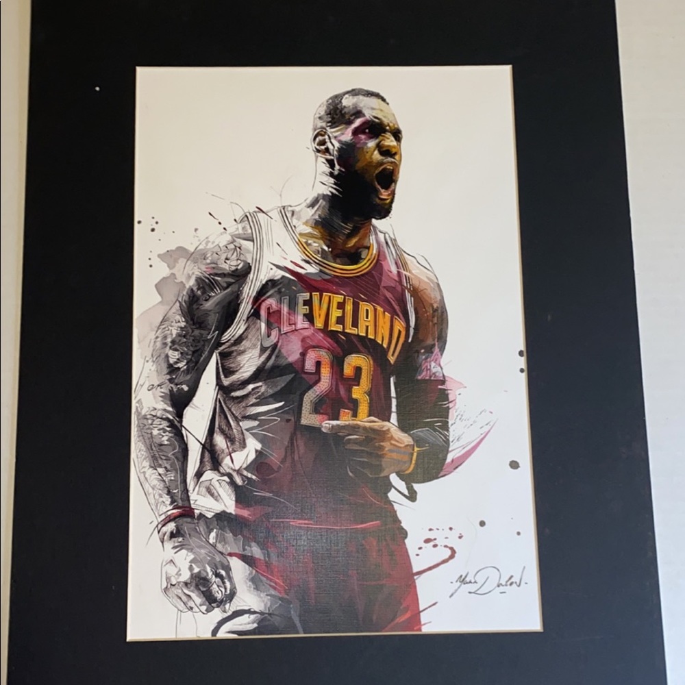 Lebron James print with blacked matte board
